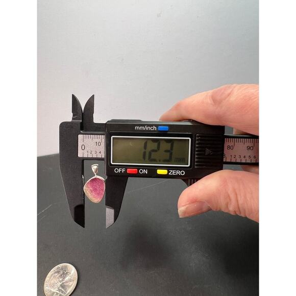 NEW Watermelon Tri color tourmaline sterling silver pendant 1.65 grams - Picture 4 of 8